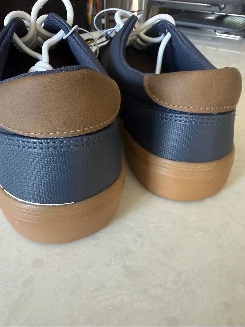 Maui and Sons Navy Canvas Sneakers with Brown Sole and White Laces